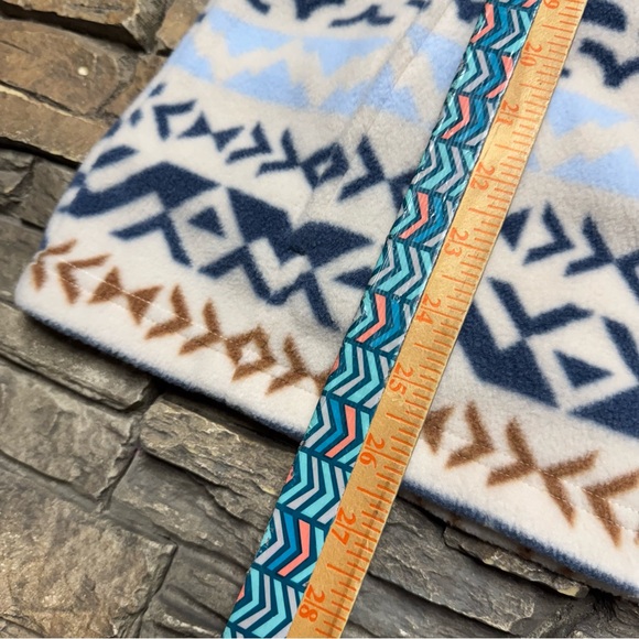 Eddie Bauer Quest Full Zip Fleece Sweater Womens Large White Aztec Jacket Light - Picture 7 of 8